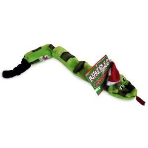   Invincible 6 Squeaker Snake with Santa Hat Dog Toy, Green Pet