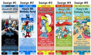 Smurfs Smurfette ~ Birthday Party Ticket Invitations, Supplies, and 