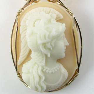 Roman Soldier Cameo Pendant 14K Rolled Gold Pearls  
