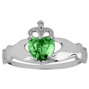  Silver Birthstone Claddagh Ring Emerald Jewelry
