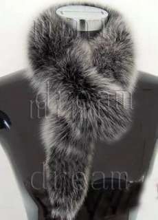 New Real Genuine Fox fur Pelt scarf shawl Cape Black White UK US 