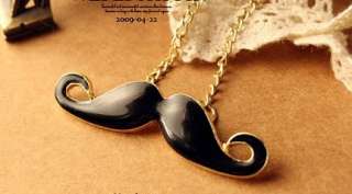   Vintage Funny Mustache Long Chain Pendant Necklace 