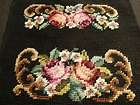 Vtg 16x13 COMPLETED Needlepoint Canvas Tapestry Black Victoria​n 