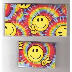   Set Made with Smiley Face Tie Dye Peace Sign Fabric 