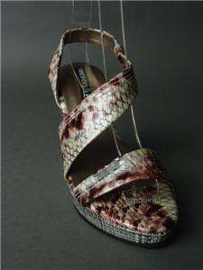 Snake Skin Python Faux Reptile Wedge Sandal Shoe sz 7  