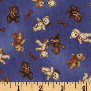  44 Wide Bear With Me Teddy Bears Denim Blue Fabric By 