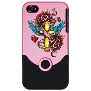   Slider Case Pink Roses Cross Hearts And Angel Wings 