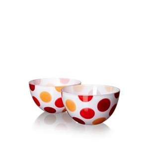 10 Strawberry Street Love Polka Dot Serving Bowl Set of 2, Cranberry 