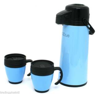 Coffee Thermo Dispenser Set AIR Pump & Mugs Glass Lined  