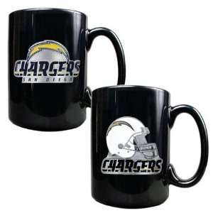  San Diego Chargers NFL 2pc Black Ceramic Coffee Mug Set 