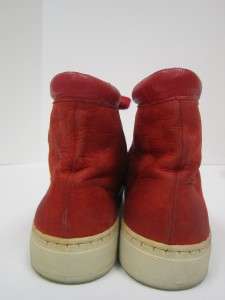 Gianni Versace Sz 37.5 Red Leather/Suede Ankle High Sneakers/Shoes 