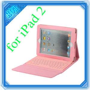   Bluetooth Keyboard + PU Leather Case for Apple iPad 2 Pink  