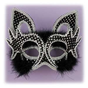  Masquerade Venetian Mardi Gras Black Kitty Cat Mask Toys & Games