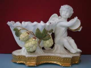 19th Cent Victorian Worcester/Chamberlain Desert Dish Cherub Gilded 