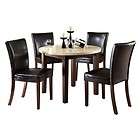 Palmer Espresso Round Dining Table with Faux Marble Top