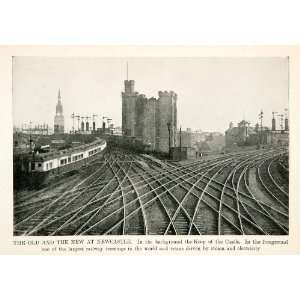  1922 Print Newcastle England Railways Castle Crossing Trains United 