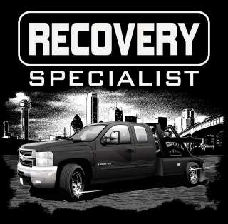 Black T Shirt Recovery Specialists Repo Rebel Tow Truck  