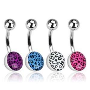  14G 3/8 316L Surgical Steel Leopard Cheetah Print Belly 