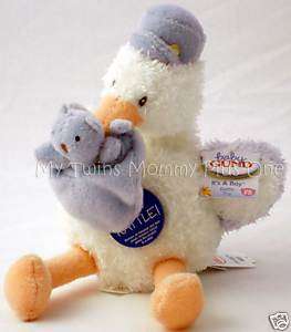 NEW Baby GUND Mini Plush Stuffed Boy Blue STORK Rattle  