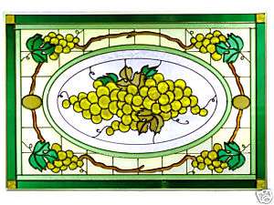 20.5x14 Stained Glass GREEN GRAPES Window Sun Panel  