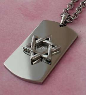 JEWISH STAR OF DAVID 316L STAINLESS STEEL PENDANT CHAIN NECKLACE MENS 