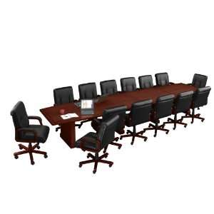    20 Conference Table with 16 Leather Chairs