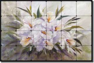 Cook Flowers Orchid Art Decor Tumbled Marble Tile Mural  