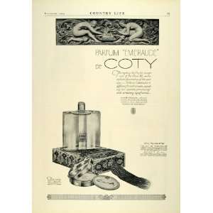  1924 Ad French Coty Parfum Emeraude Perfume Bottle Face Powder 