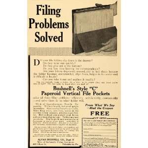  1917 Ad Bushnell Style C Paperoid Vertical File Pockets 