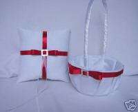 Apple Red Flower Girl Basket Ring Bearer Pillow Custom  