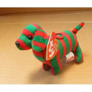  TY Beanie Babies Stripes the Christmas Dog Stuffed Animal Plush 