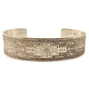    Victorian Style Sterling Silver Engraved Cuff Bracelet Jewelry