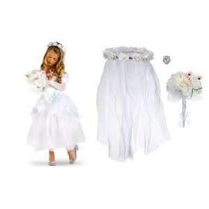  Princess Cinderella Wedding White Costume Dress Size L 