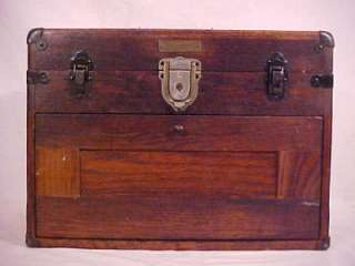 Antique Oak Wood Machinist Tool Chest Box Vintage Jewelery Cabinet 
