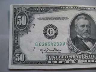 1950 $50.00 FRN OFFSET CUTTING ERROR, AU/Unc.  