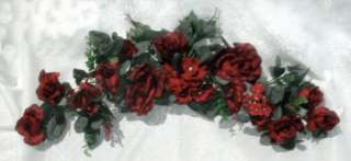 BURGUNDY WINE SWAG ~ Silk Wedding Flowers ~ Arch Gazebo Decor 