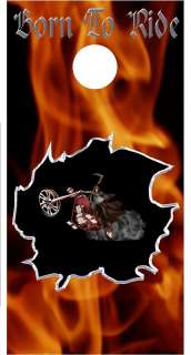 Ghost Rider Motorcycle Cornhole game decal wrap  