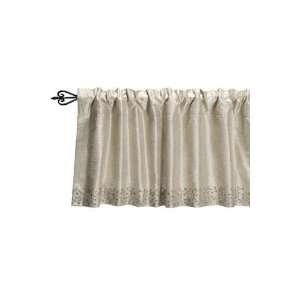  Embroidered Floral Valance 17lx40w Beige