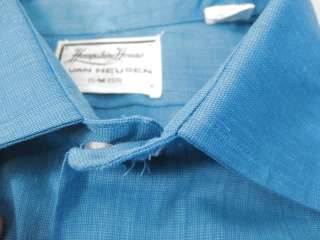 vtg Electric Blue Van Heusen Mens Dress Shirt 60s mod  