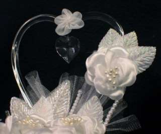 Crystal Glass Hearts Wedding Cake Topper Top W/ light  
