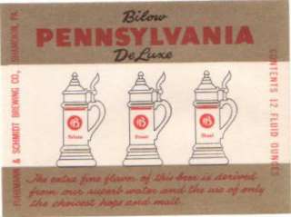 brand pennslyvania variation type beer origin shamokin pa circa 1950 