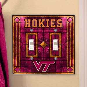  Virginia Tech Hokies NCAA Art Glass Double Switch Plate 