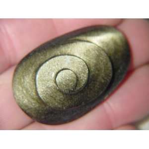  Hand Carved Mexican Gold Sheen Obsidian Freeform Cabochon 