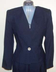 Kasper ASL Dark Navy Blue LS Skirt Suit sz 10P  