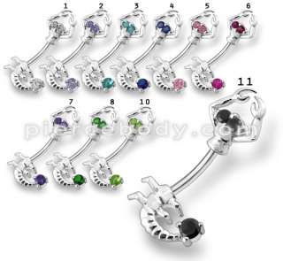 1pc, Jeweled Scorpion Spinal Belly Button Ring  
