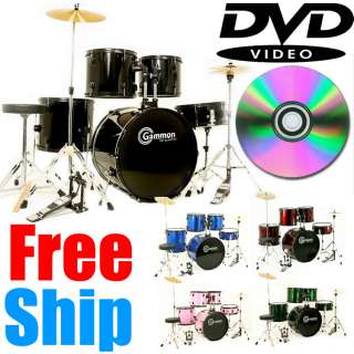 New FULL SIZE 5 Piece Drum Set with Cymbals Stands DVD  