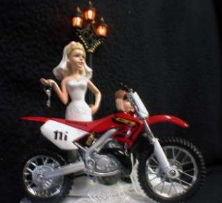 Sexy red Off Road Dirt Bike Motorcycle wedding Cake topper Honda track 