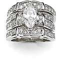 Ultimate CZ Silvertone Marquise and Round Cubic Zirconia Ring Set
