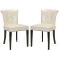 Parker Cream Leather Side Chairs (Set of 2)  