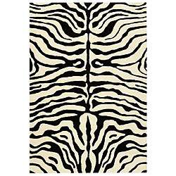   Soho Zebra Ivory/ Black New Zealand Wool Rug (6 x 9)  